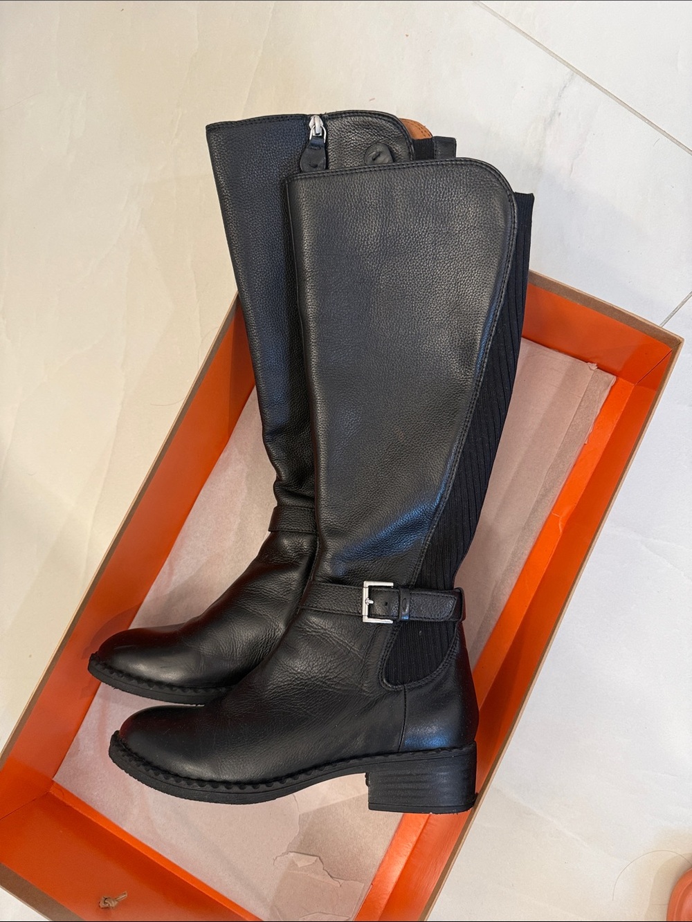gentle souls Black Leather Mid-Calf Riding Boots